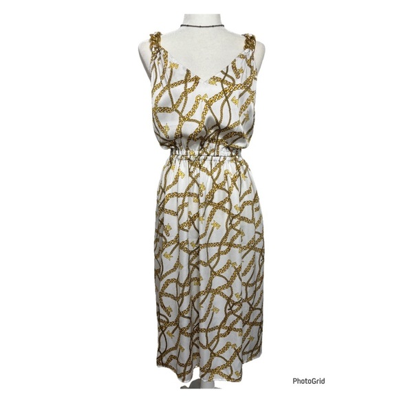Michael Kors Gold Logo Side Cut Out Dress - Picture 1 of 3